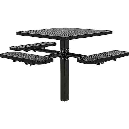 Global Industrial Square Picnic Table, Black, Expanded Metal, In Ground Mount, 46 in, ADA Compliant 695295BK